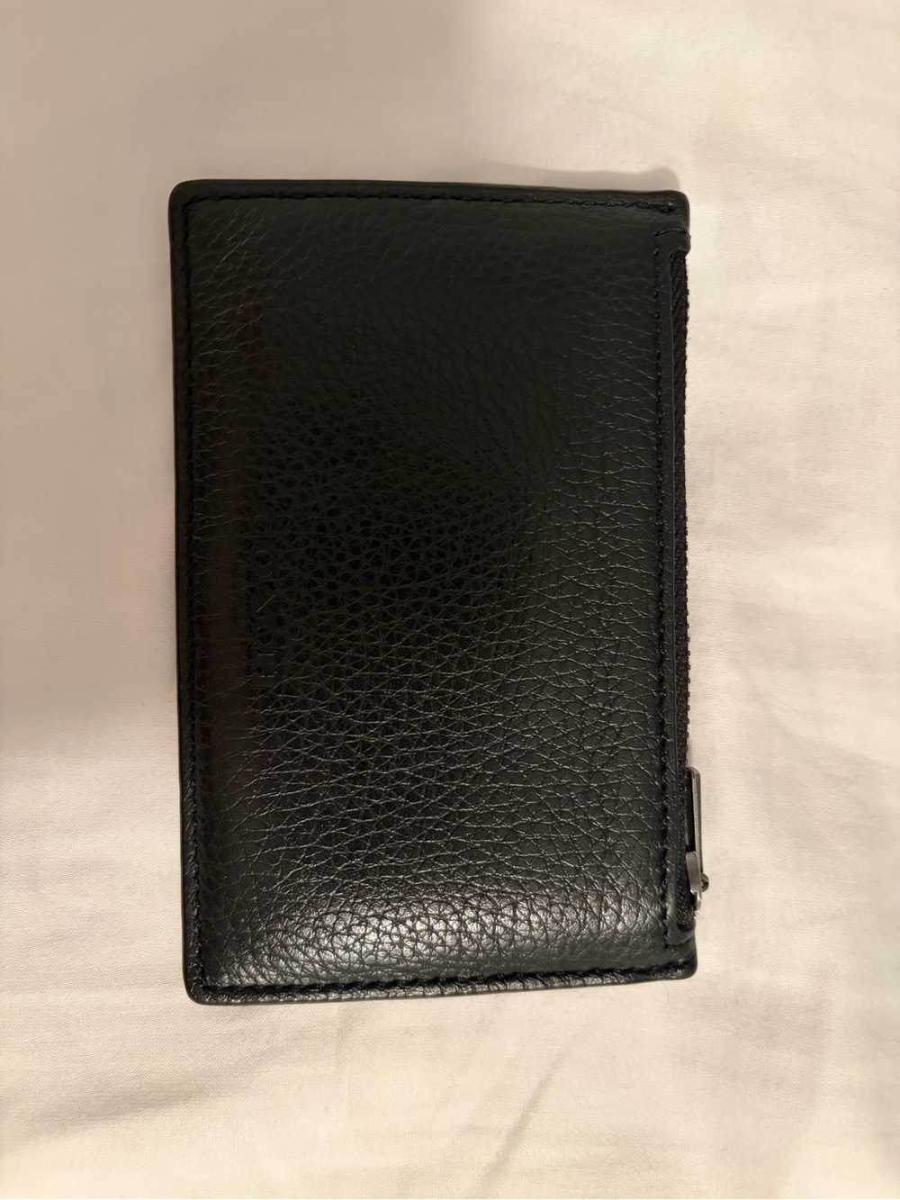Coach Black Leather Card Holder Wallet Zip Coin Case Minimalist Slim Wallet